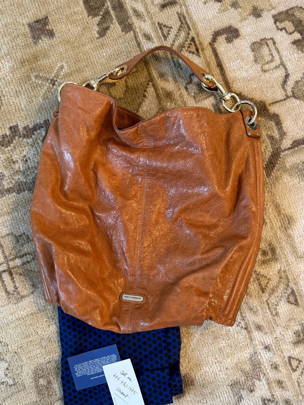 NWOT Rebecca Minkoff slouchy Cognac Leather Hobo Bag